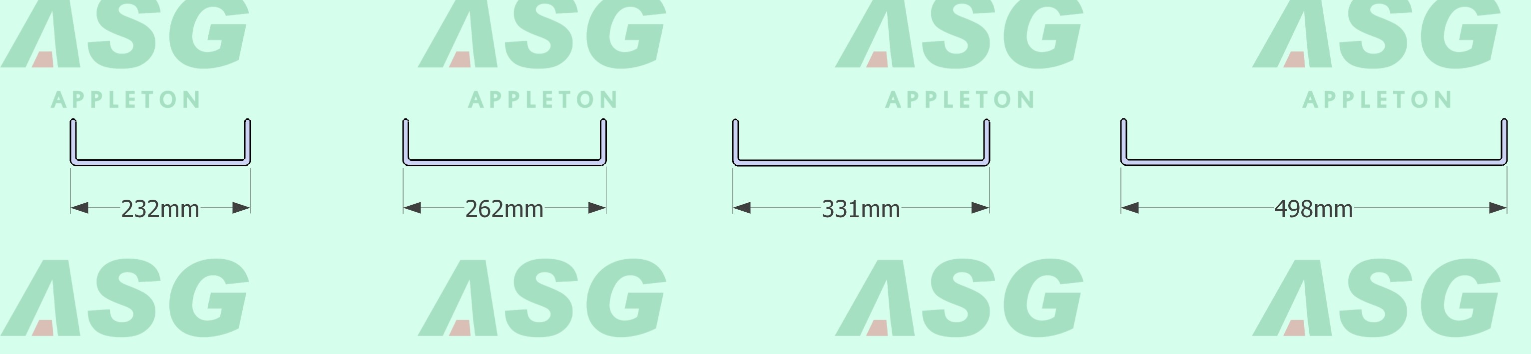 U型玻璃标准宽度截面图